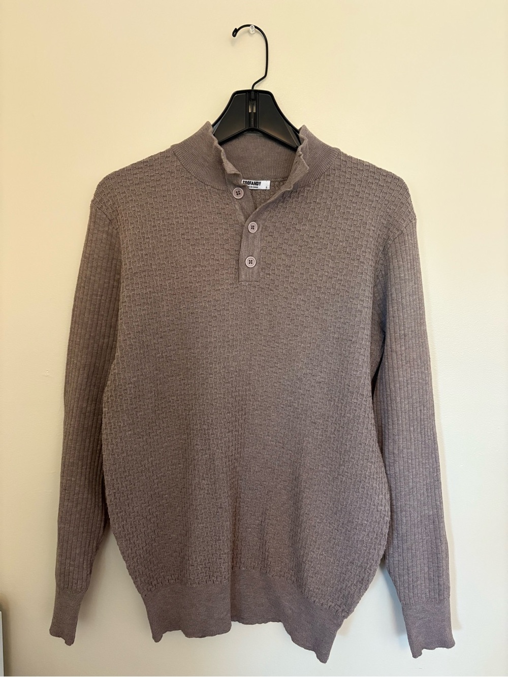 Comfort Knit Henley Cardigan in Taupe